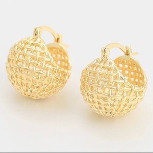 14k Fashion Basketweave French Huggies